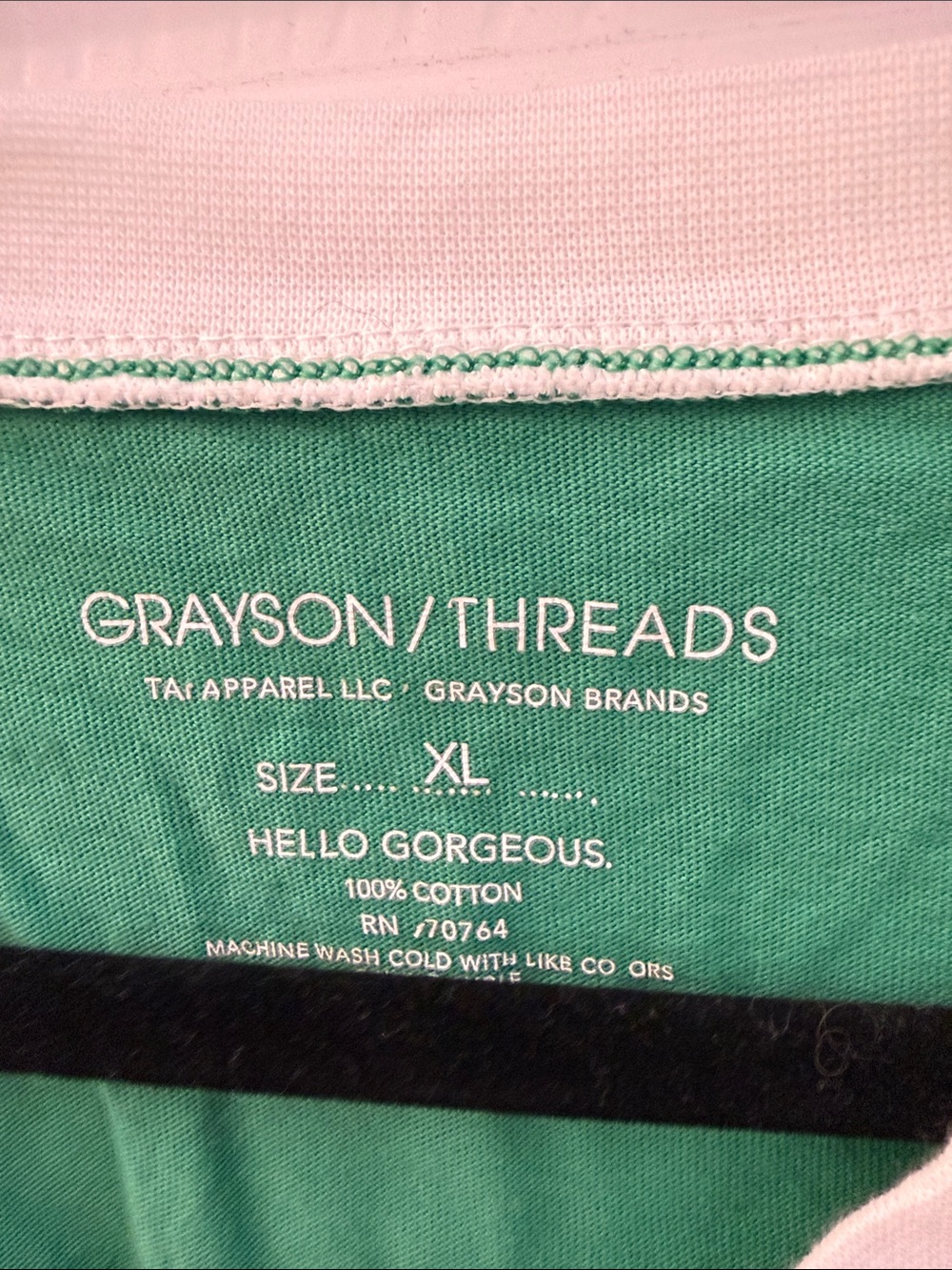 Grayson Threads Green V-Neck Jersey with White Trim and '77 Graphic - Picture 2 of 4